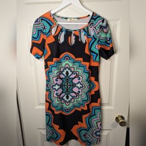 Aryeh Dress black with multicolor Orange And Blue design size medium